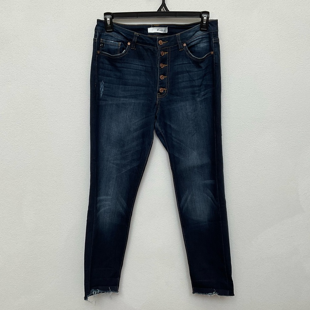 KanCan High Rise Ankle Skinny Button Fly Stretch Denim Dark Wash Size 9/28